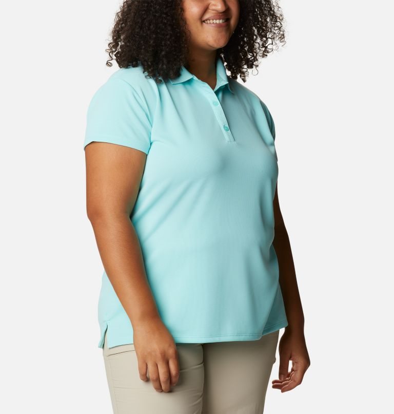 Women's Columbia PFG Innisfree Short Sleeve Polo Shirts Turquoise | Plus Size CA-N5L13